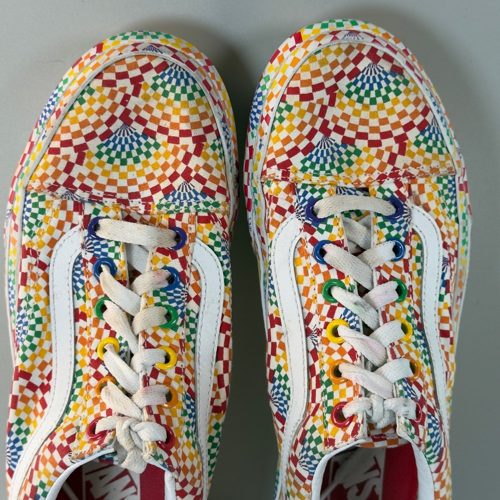Vans Old Skool Platform Pride Womens 7.5 7 1/2 Rainbow All Over Skate‎ Shoe Lace - Picture 8 of 16